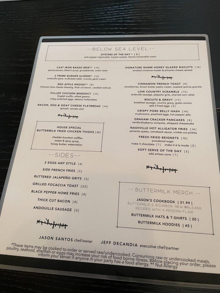 Menu at Buttermilk & Bourbon Arsenal Yards restaurant, Watertown