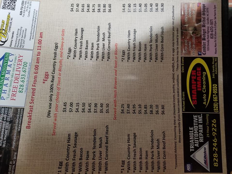 Menu at Miami Restaurant, Candler, Smokey Park Hwy