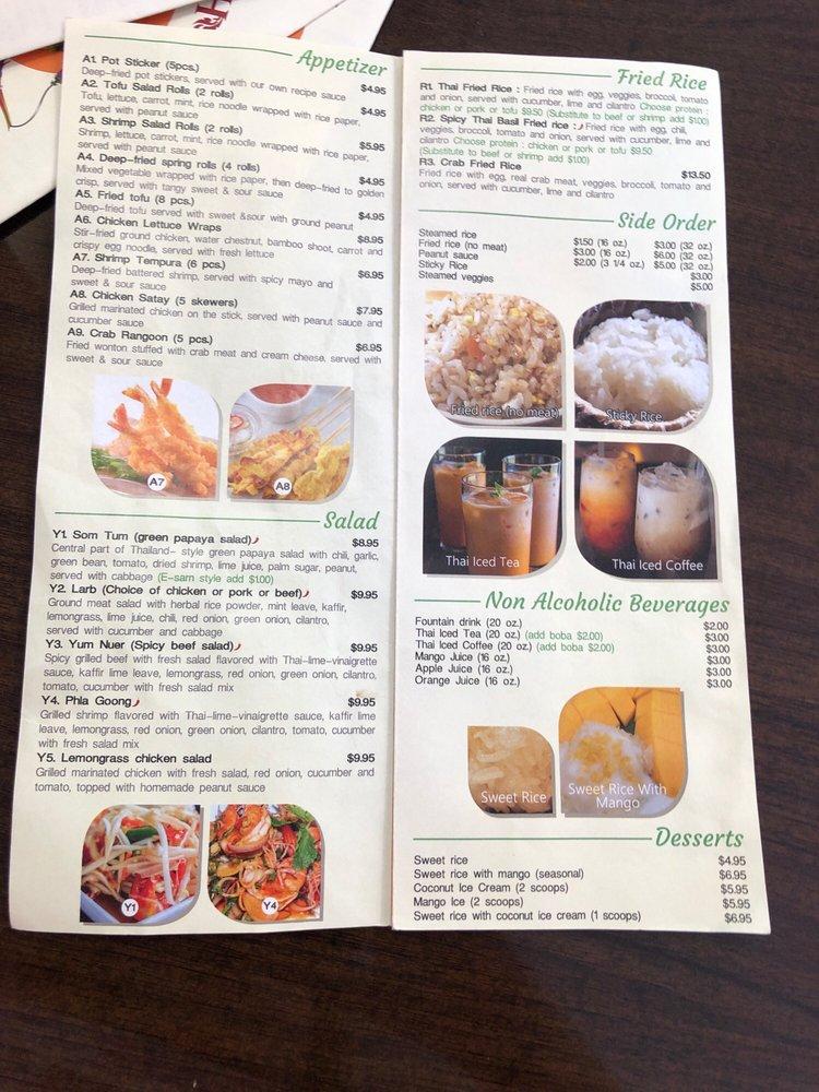 Carta de Hong Thai Restaurant, Salem
