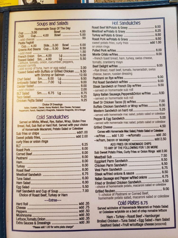 Menu at Bubble's Restaurant, Mechanicville