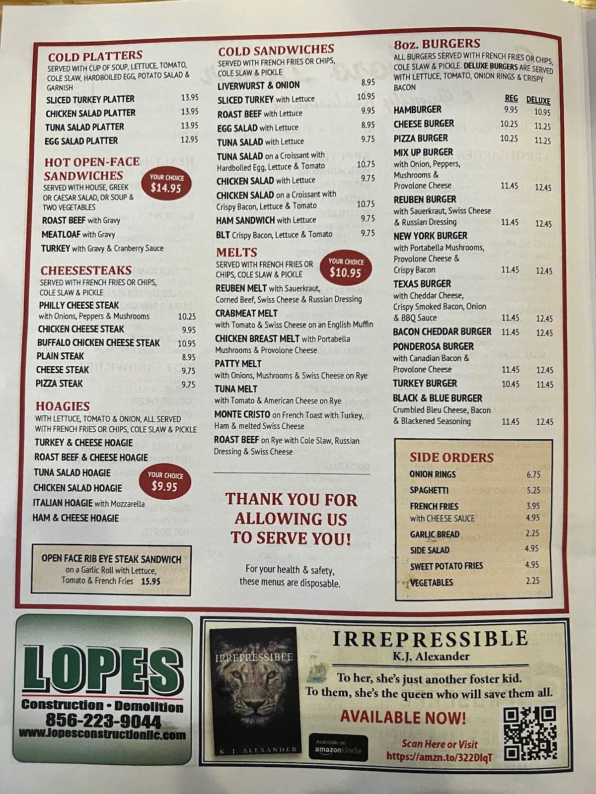 Menu at Swedesboro Diner restaurant, Swedesboro