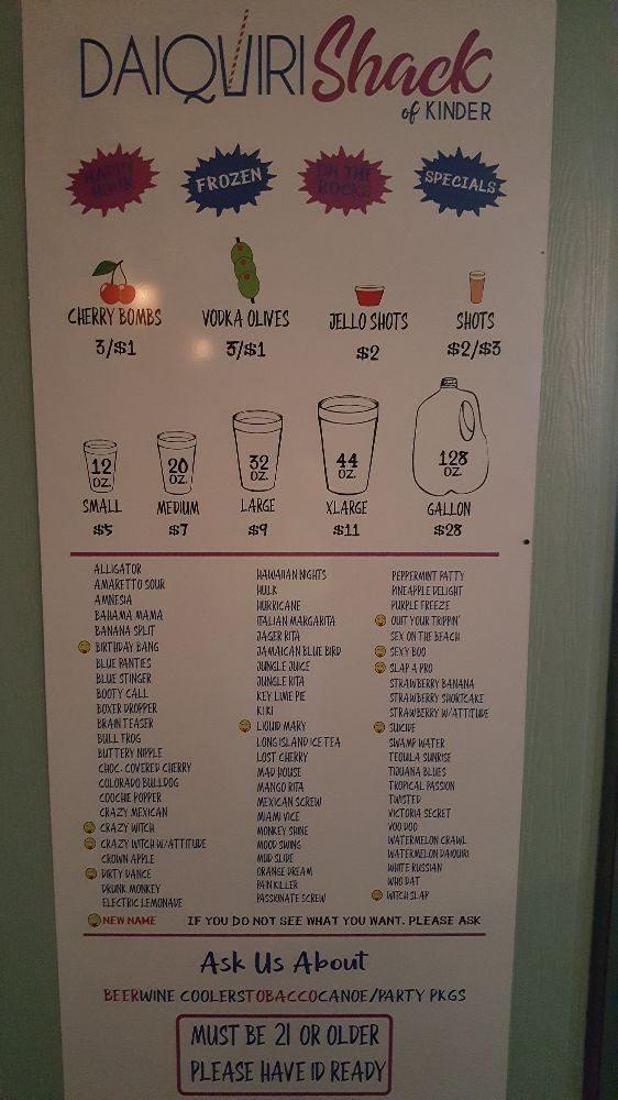 Menu at Daiquiri Shack of Kinder pub & bar, Kinder