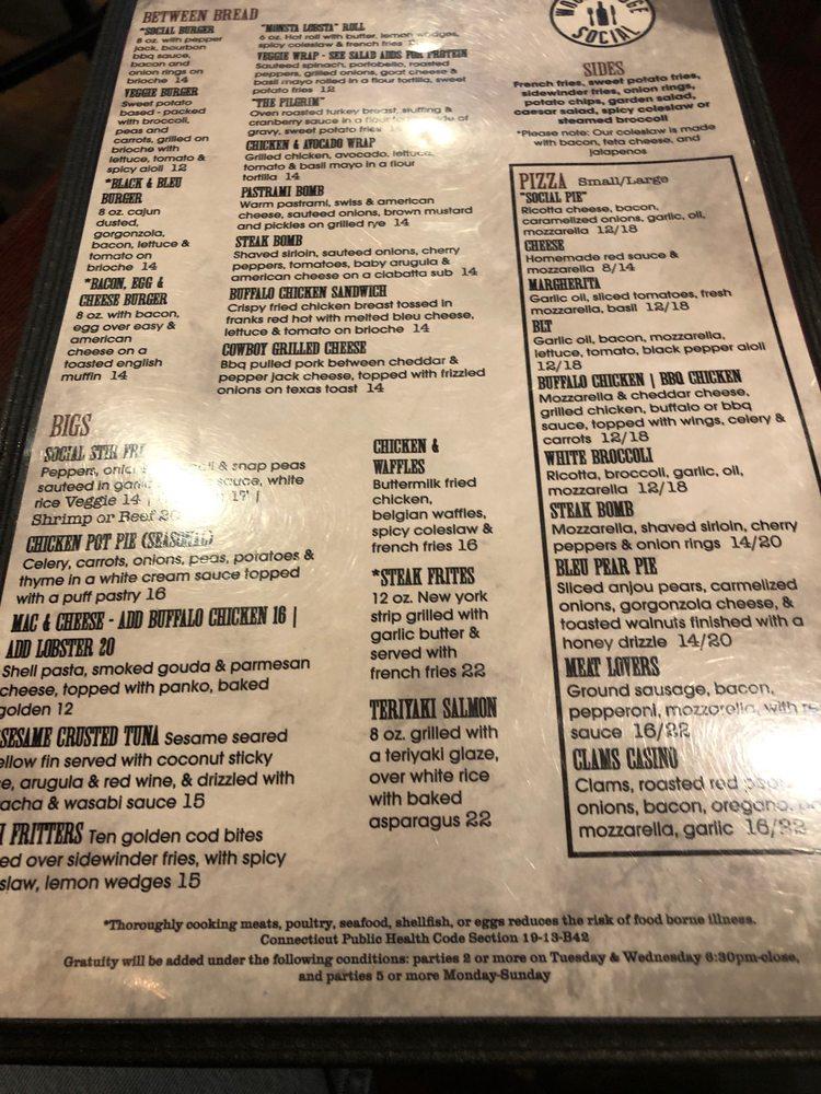 Menu at Woodbridge Social pub & bar, Woodbridge
