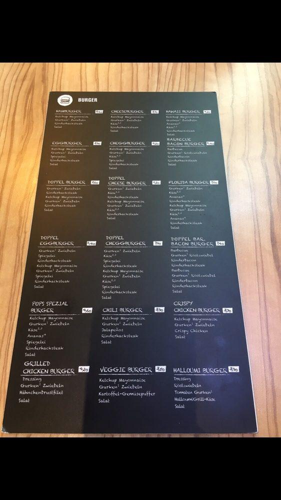 Menu At Pops Burger Sportsbar Esslingen
