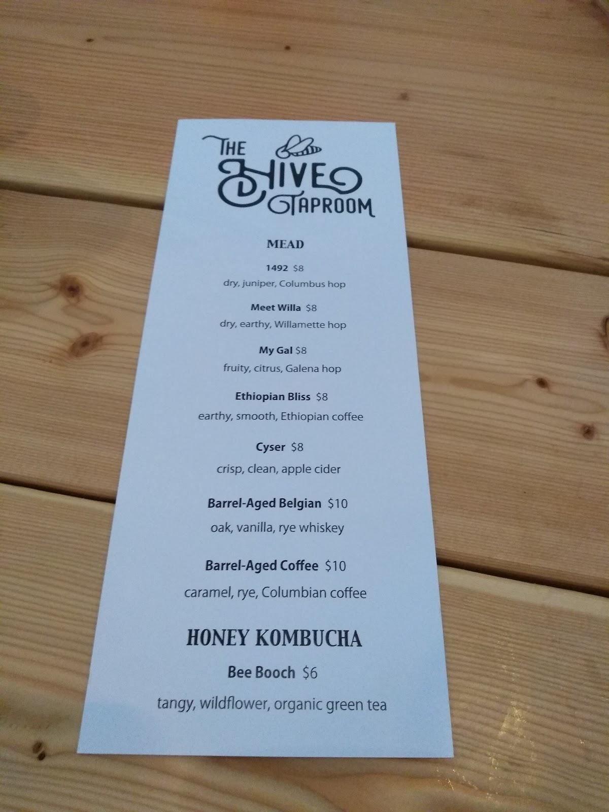 Menu at The Hive Taproom pub & bar, East Troy