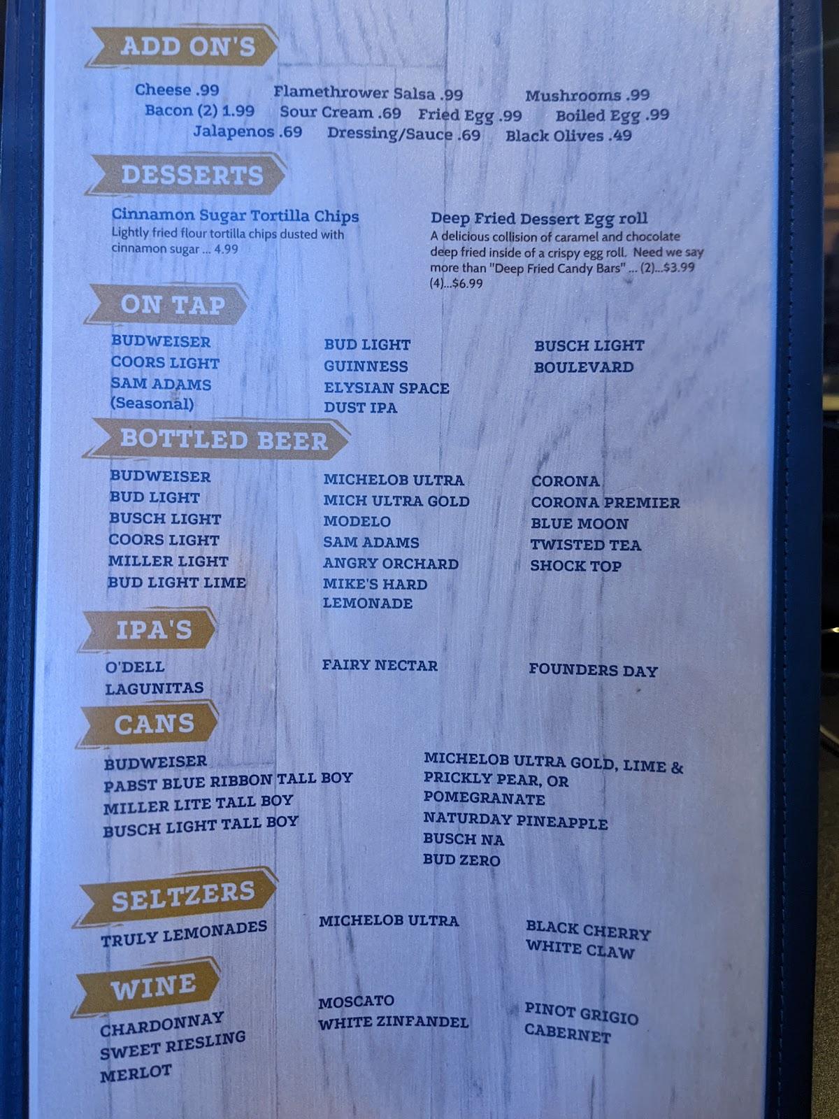 Menu at Industrial Bar & Grill, Omaha
