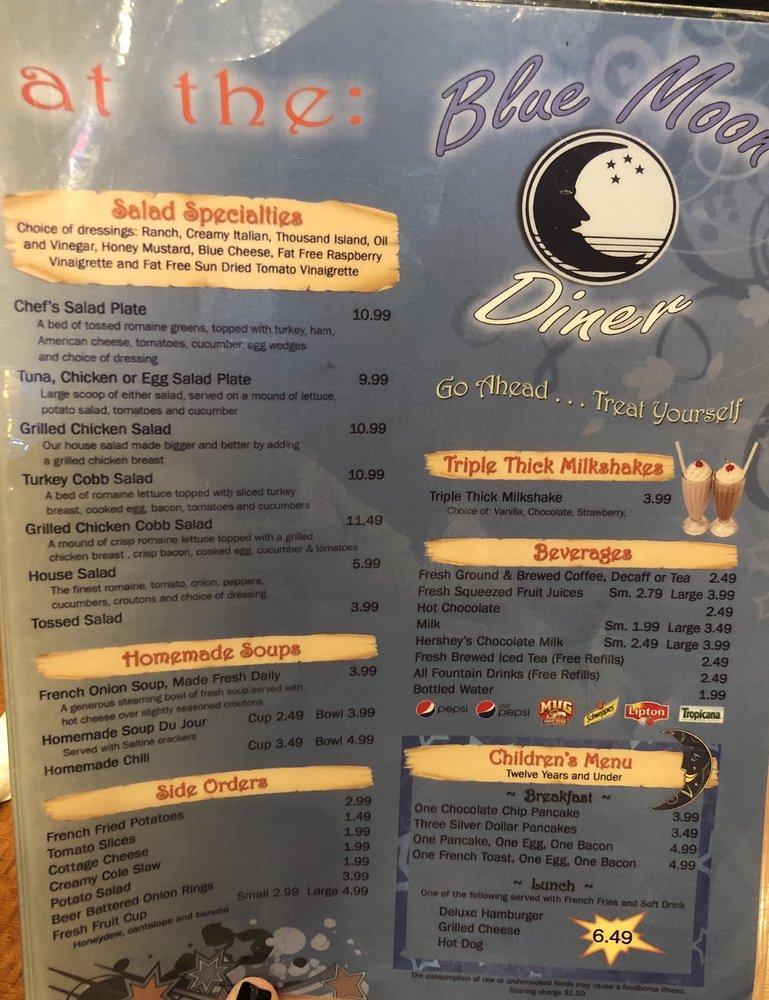 Menu At Blue Moon Diner Restaurant Palm Beach Gardens