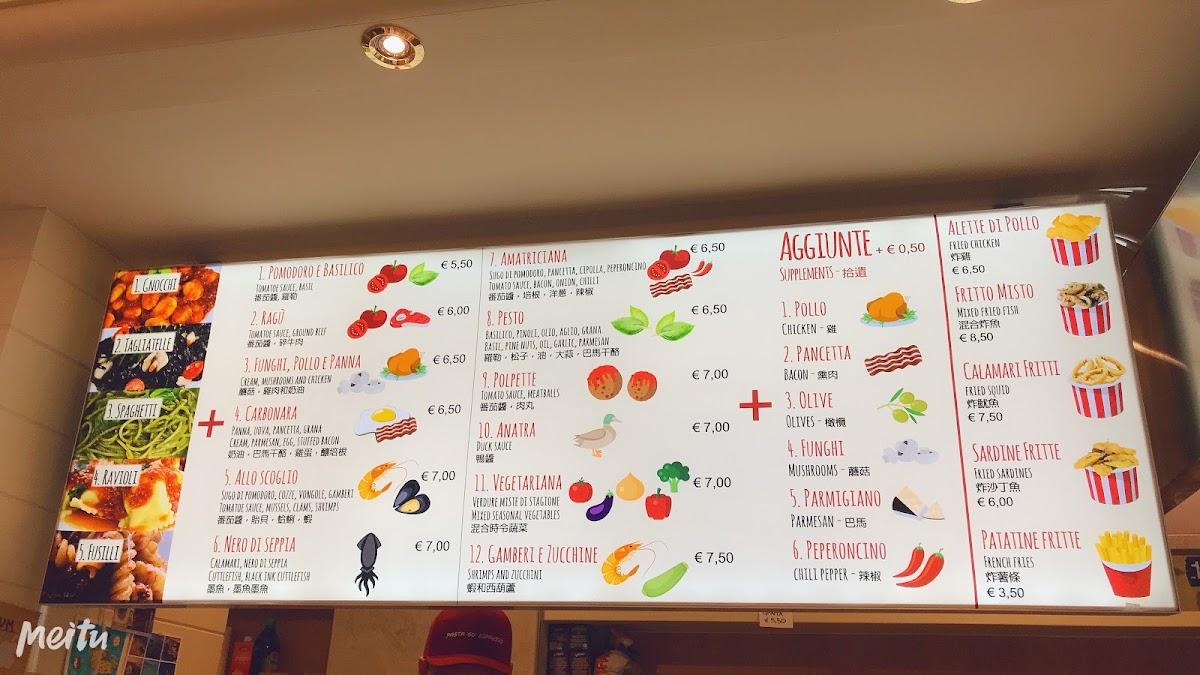 Menu da Pasta Go ・ Espresso fast food, Venezia