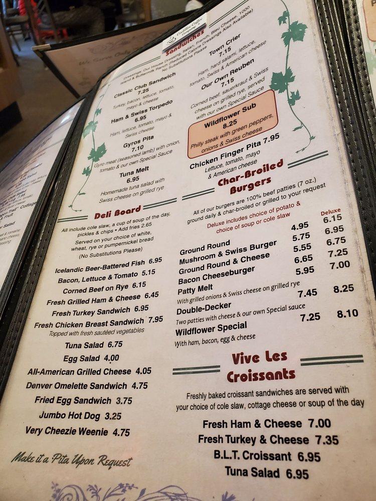 Menu at Wildflower Cafe, Charter Township of Clinton