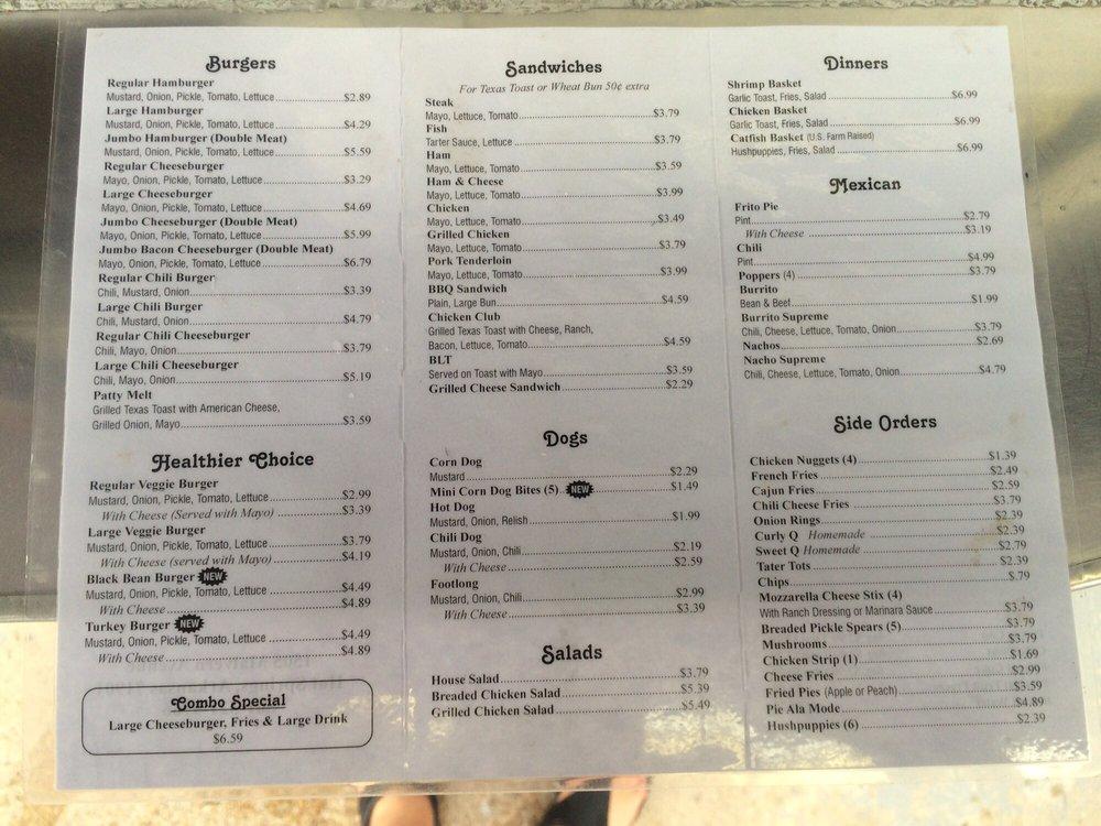 Menu at King Kone fast food, Hot Springs