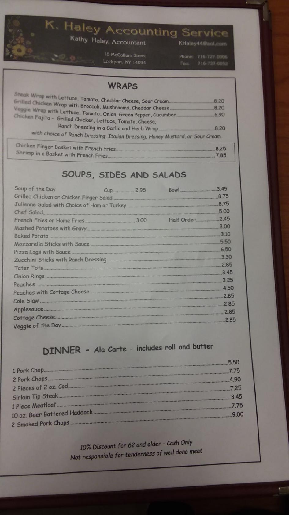 Menu at La Port's Pine Restaurant, Lockport