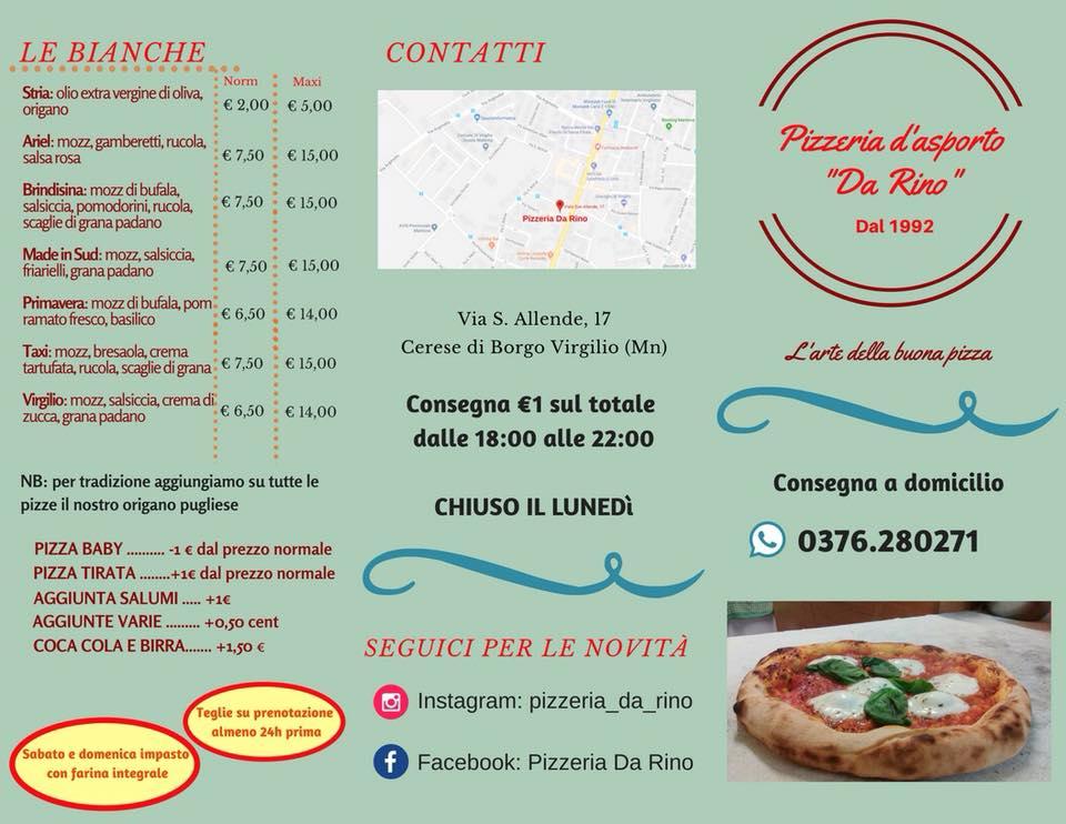 Menu di Pizzeria D'asporto da Rino 