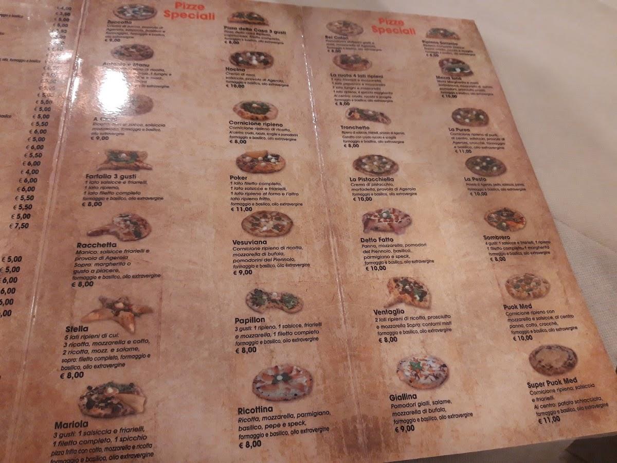 Menu at Pizzeria Antonio e Manu Quarto, Quarto