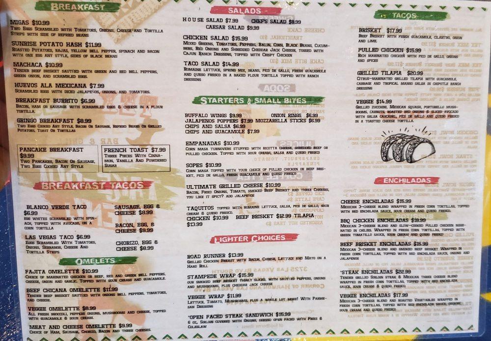 Menu at Tex Mex Tequila Bar & Grill, Las Vegas