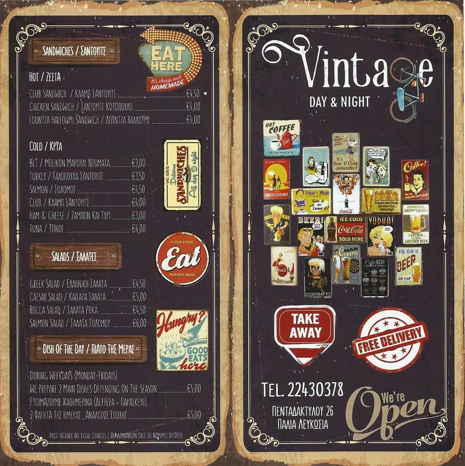 Speisekarte von Vintage Wine bar & Bistro Nicosia, Nikosia