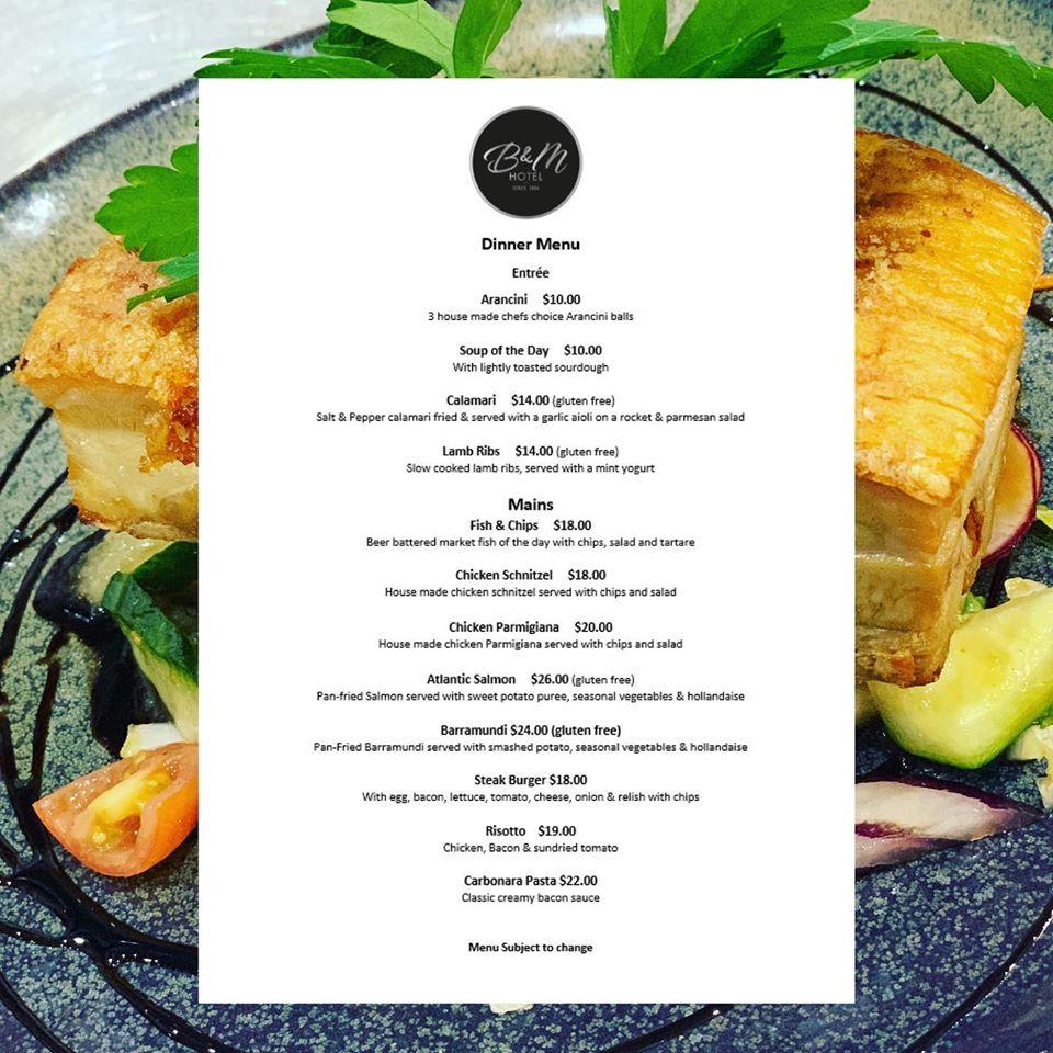 Menu at Bull & Mouth Hotel pub & bar, Maryborough