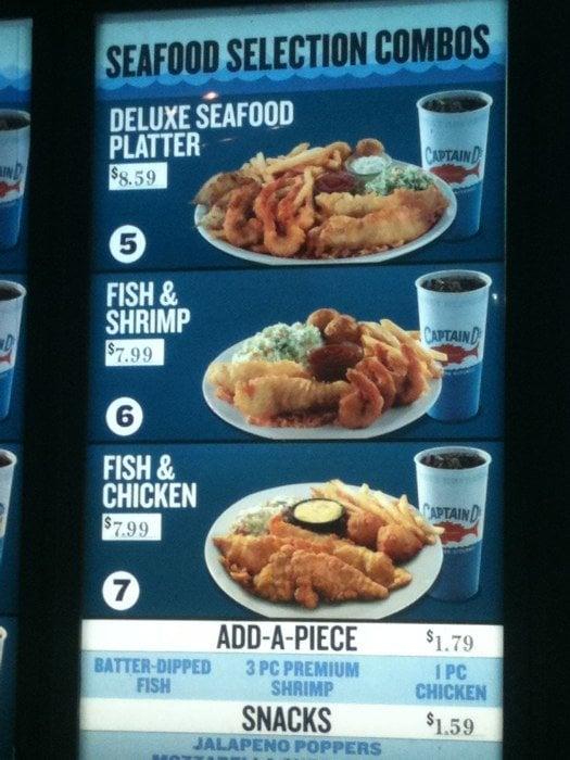 Menu at Captain D's fast food, Alexandria