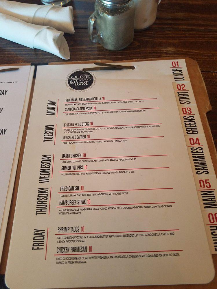 Menu at Olive or Twist pub & bar, Baton Rouge