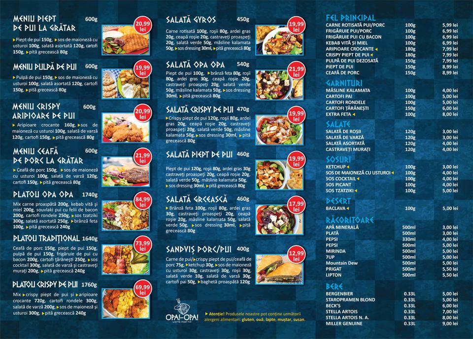 Menu At Opa-Opa Greek Food, Iași