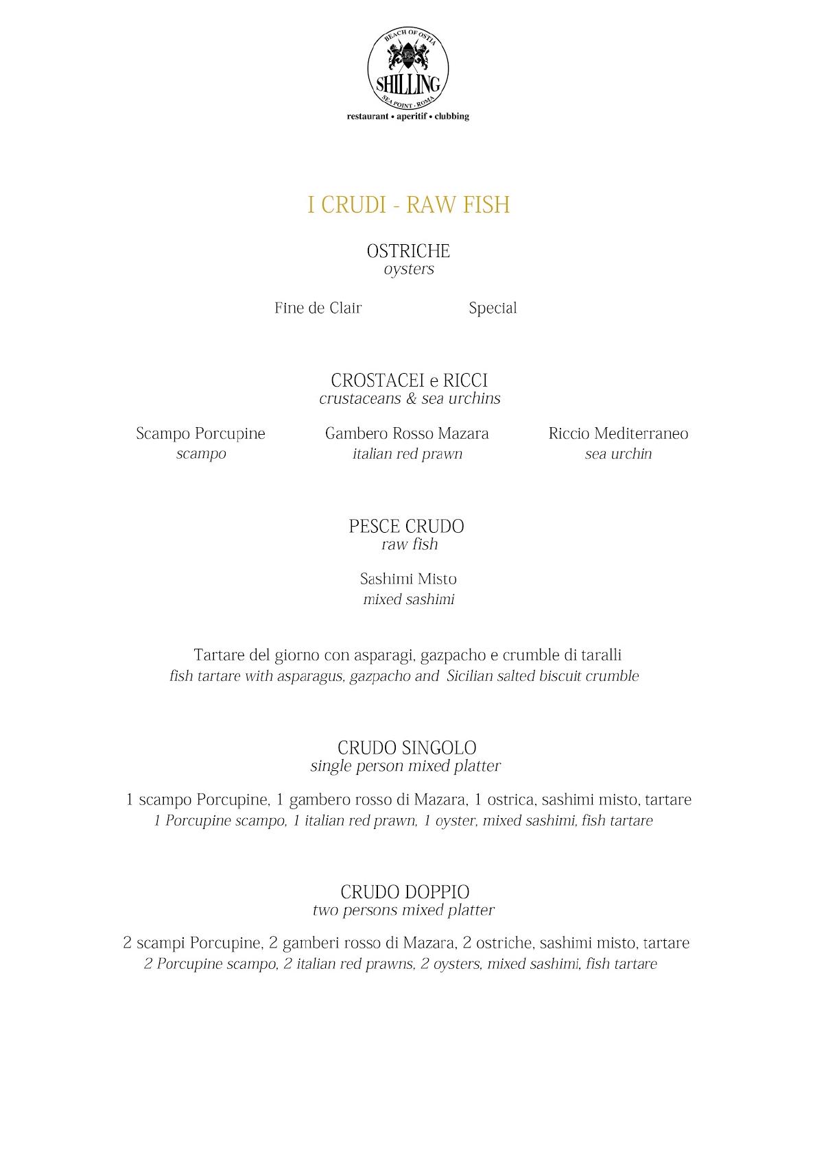Menu di Shilling 