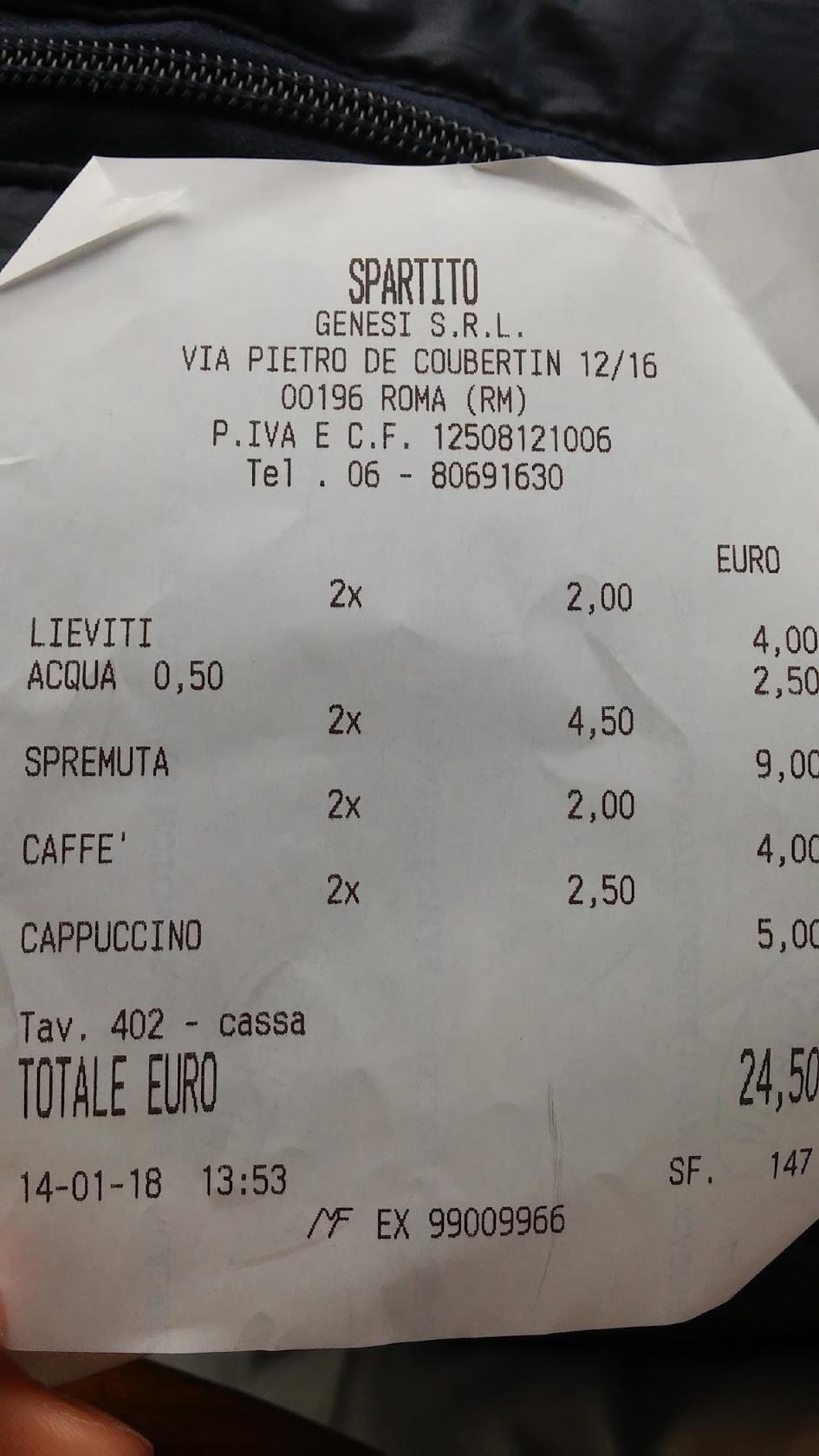 Menu de Spartito