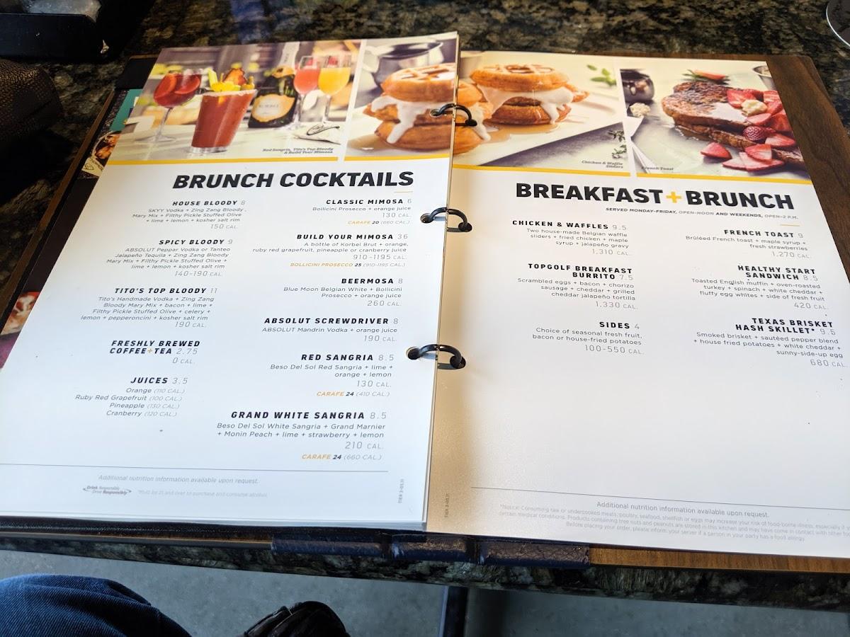 Menu at Topgolf pub & bar, Virginia Beach
