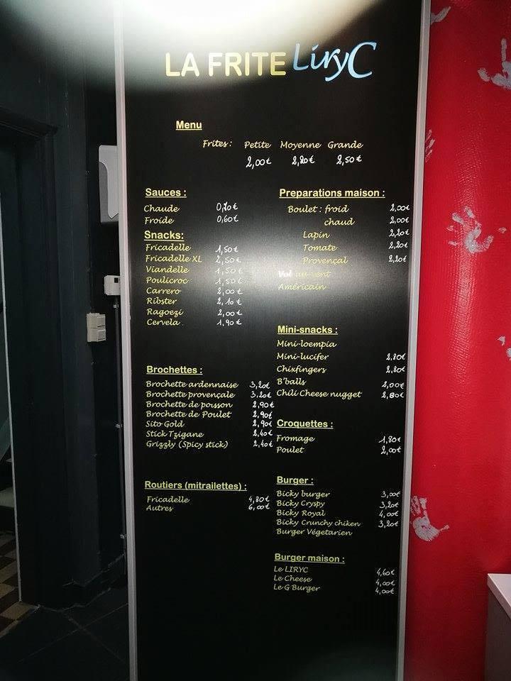 Menu de Le coin poste friterie