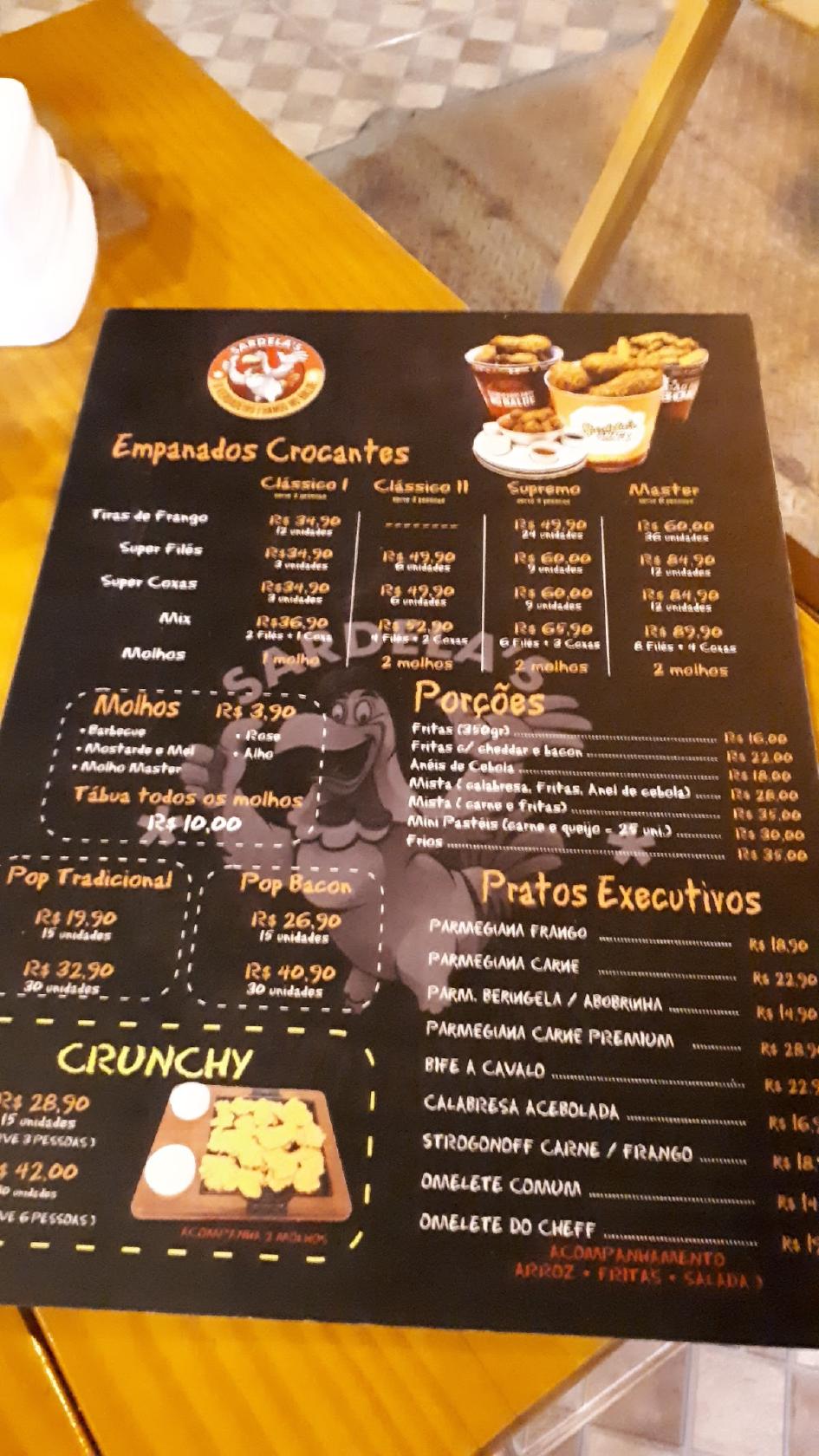 Menu em Sardela's Deck Bar, Sorocaba, Rod. Raposo Tavares