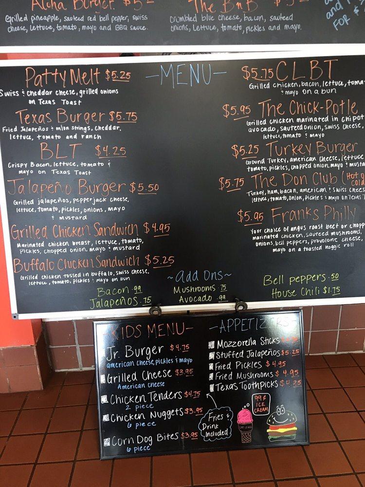 Menu at Don Burger restaurant, Garland