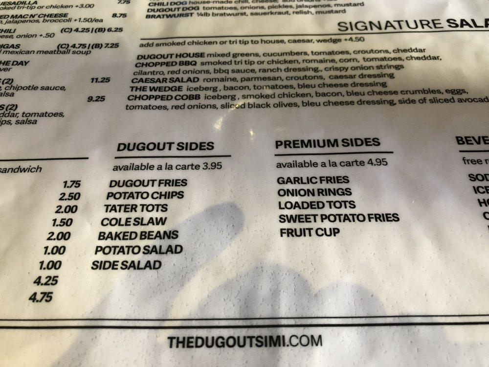 Menu at The Dugout Sports Grill pub & bar, Simi Valley