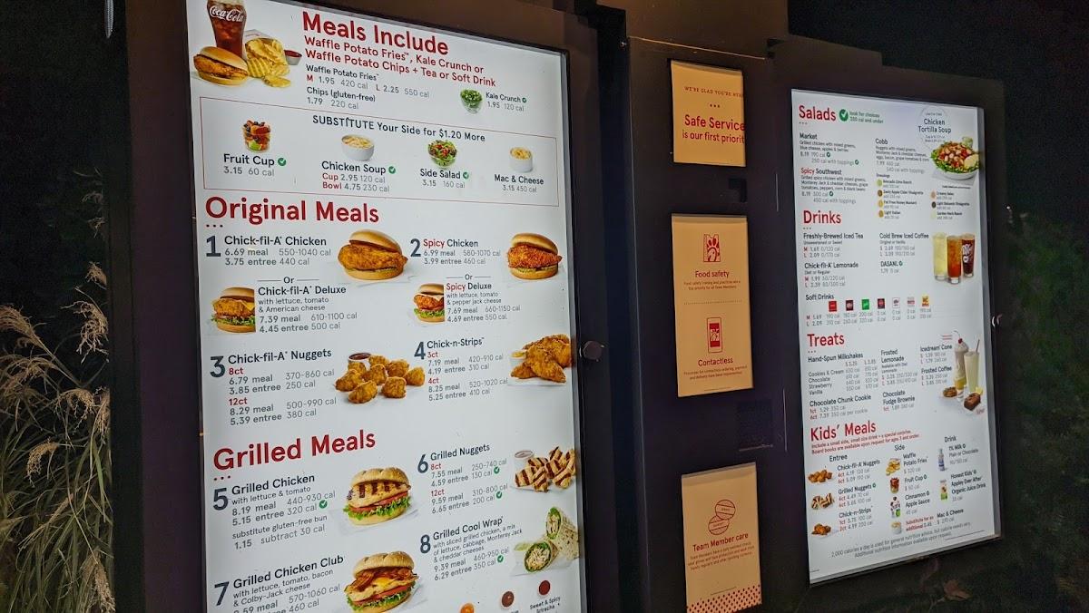 Menu at ChickfilA fast food, Spartanburg, E Main St