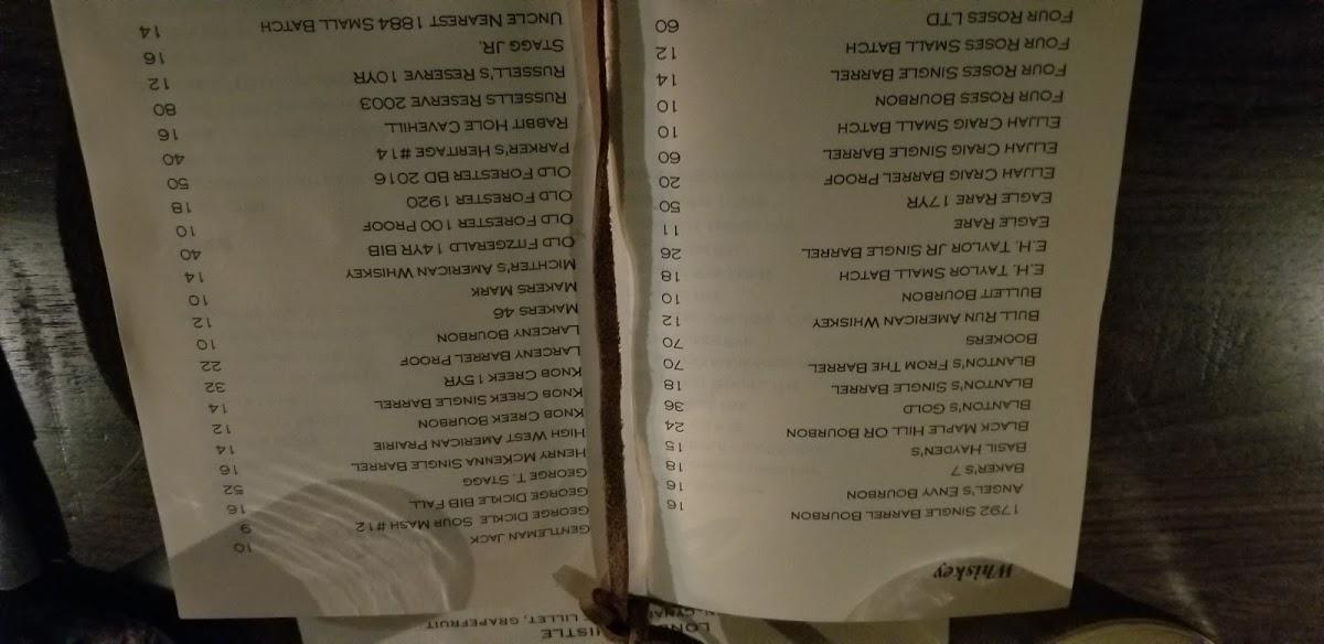 Menu at Whiskey Barrel Lounge, Happy Valley