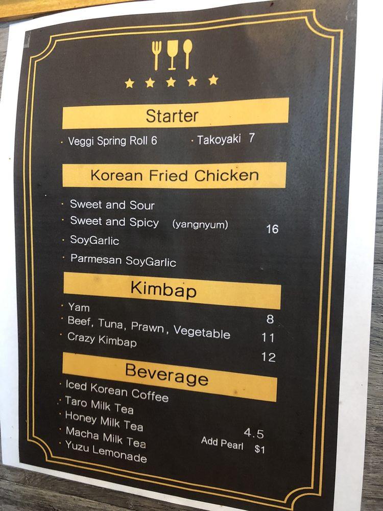 Menu at Korean BBQ Gui, Kamloops