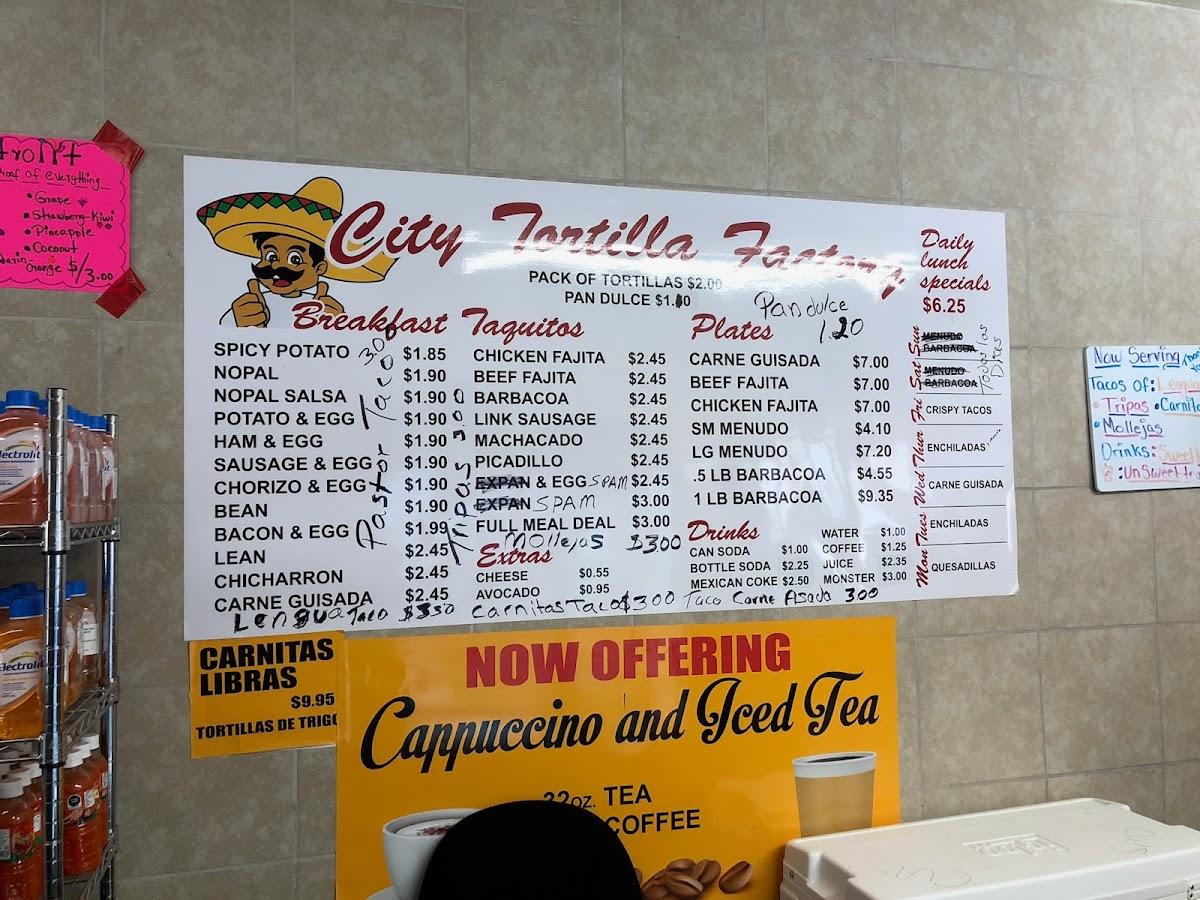 Menu at City Tortilla Factory restaurant, Ingleside
