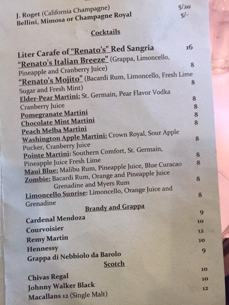 Menu at Renato's Pizza Masters pizzeria, Jersey City