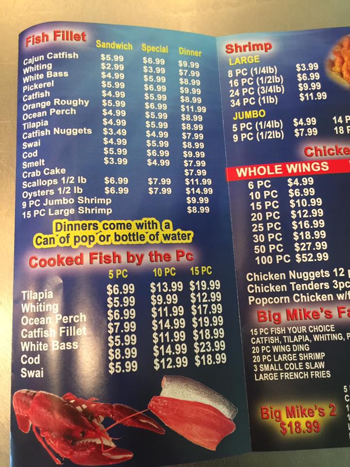 Menu at Hook Market Fish & Chicken restaurant, Warren