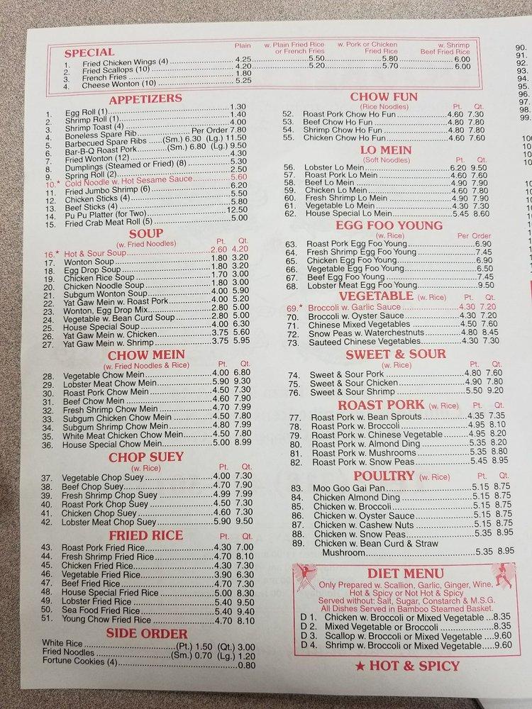 Menu At Double Dragon Restaurant, Rensselaer