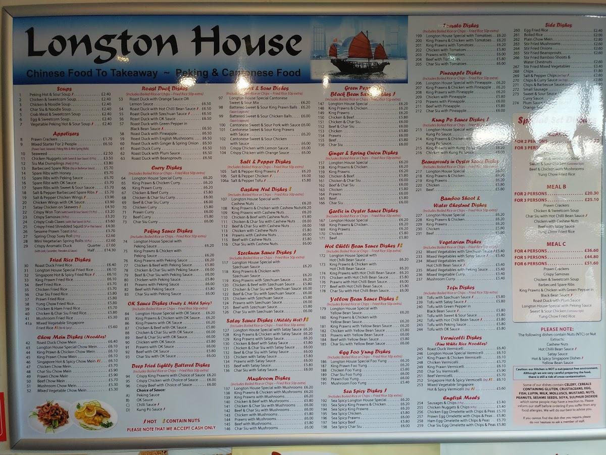 Menu at Longton House fast food, Preston