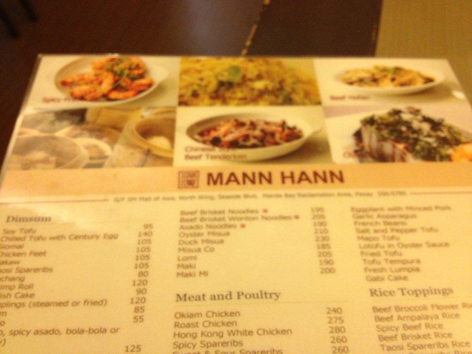 Menu At Mann Hann Restaurant Pasay Mm B