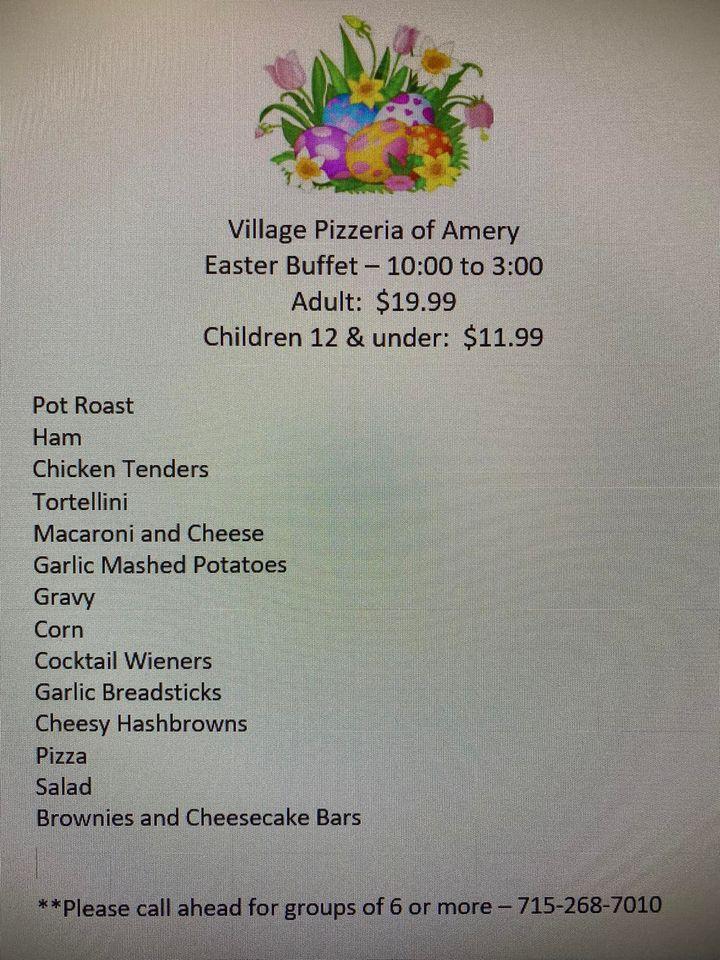Menu at Village Pizzeria Of Amery, Amery