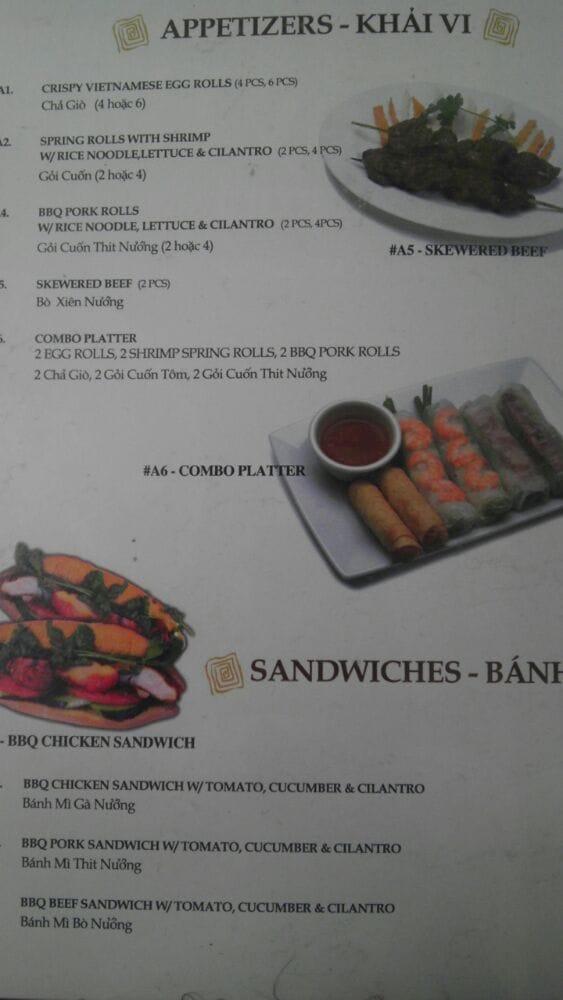 Menu at Pho Tay Bac Restaurant, Brea