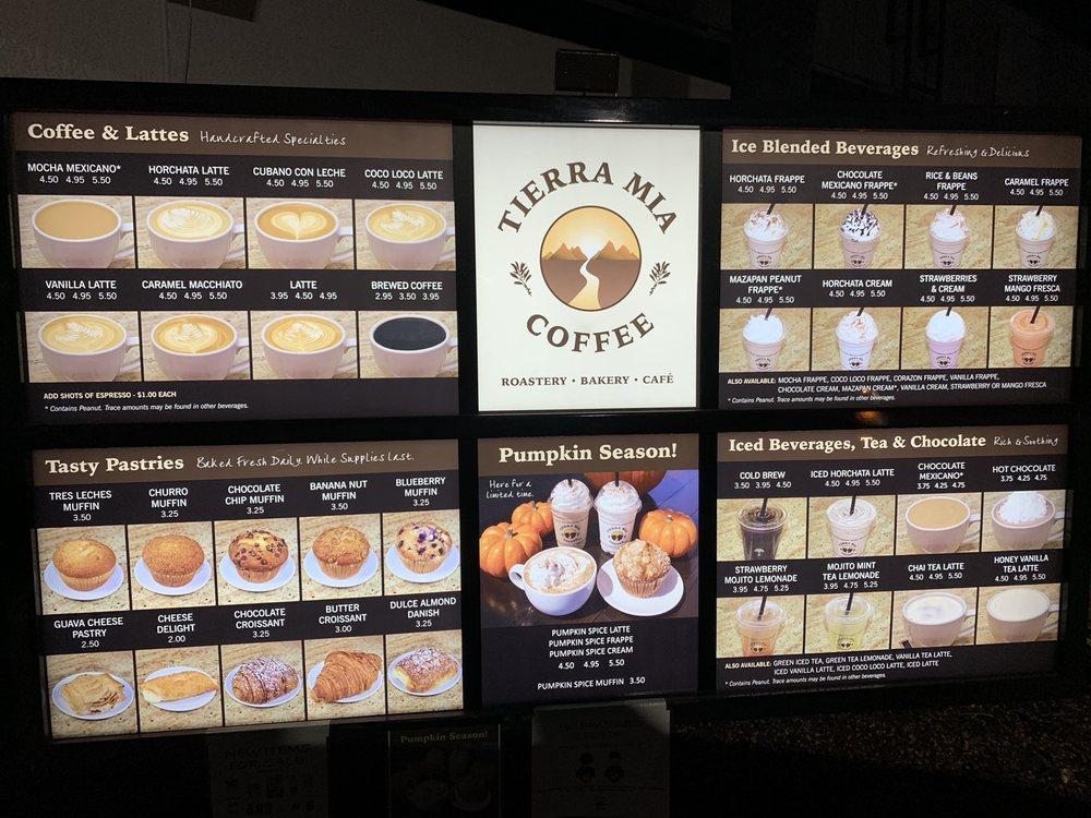 Menu at Tierra Mia Coffee Drive Thru restaurant, Pomona