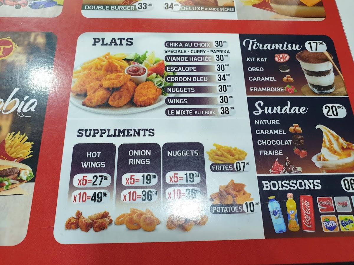 Menu au Twisty Fast Food, Agadir, Carffour Market