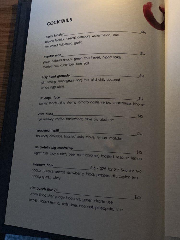 Menu at Mister Paradise pub & bar, New York City