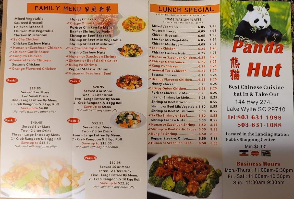 Carta del restaurante Panda Hut, Lake Wylie, 144 SC274