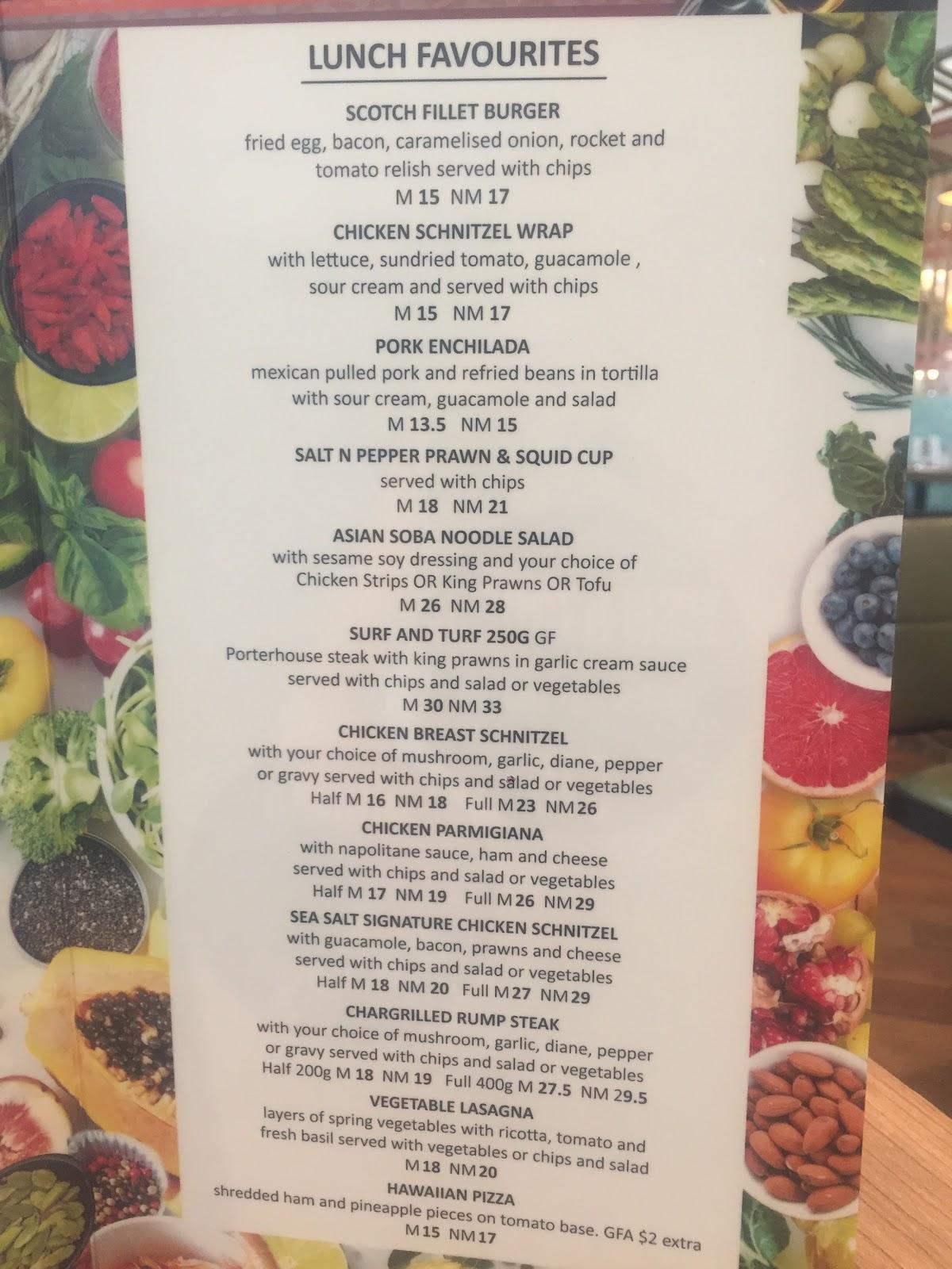 Menu at Southside Restaurant, Ulladulla