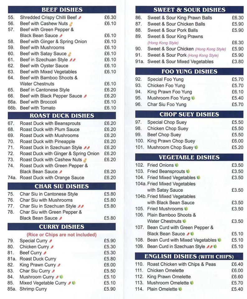 Menu at New Golden Bamboo fast food, Wellesbourne