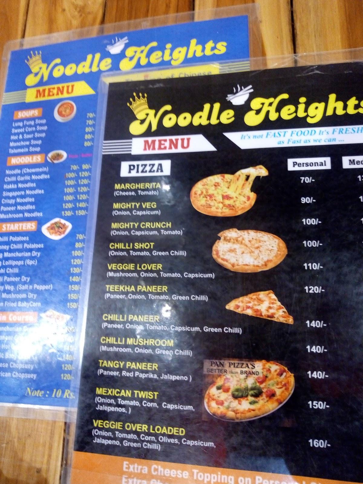 New Noodle heights menu