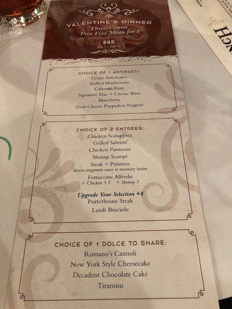 Menu at Romano's Macaroni Grill restaurant, North Olmsted, Country Club