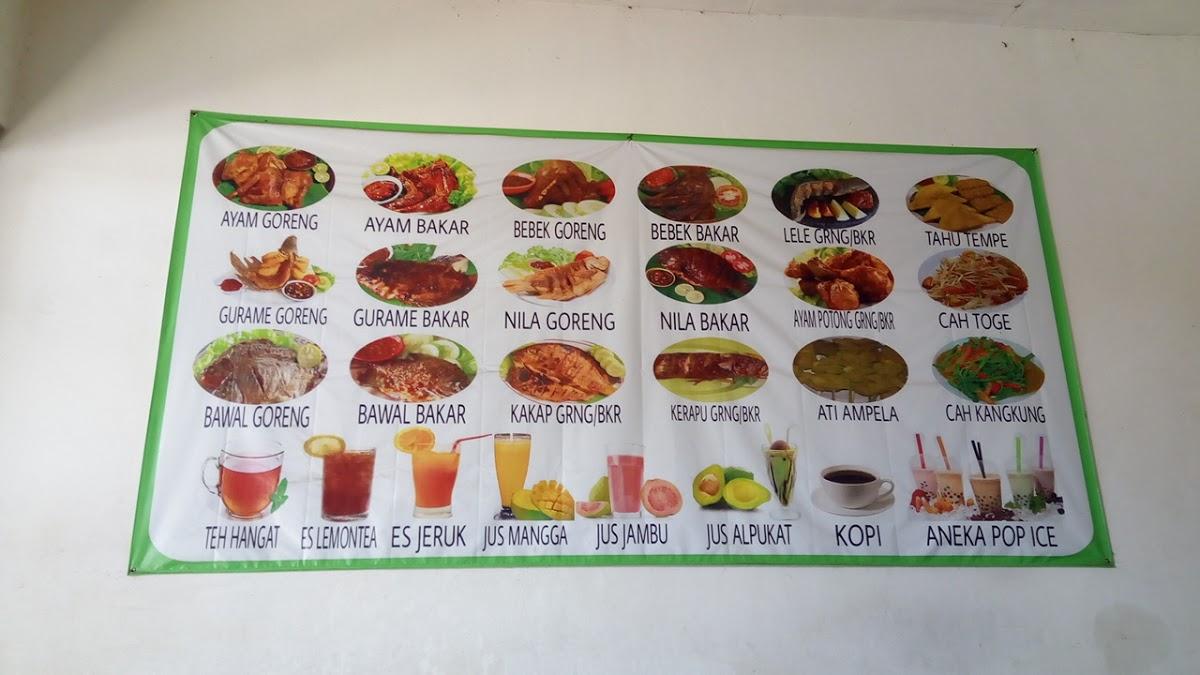 Menu at Pondok Ayam Bakar restaurant, Batang